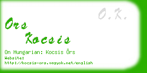 ors kocsis business card